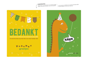 printable dino - bedankkaartje